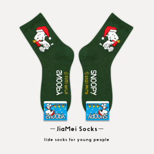 Snoopy Coral Fleece Thickened Winter Socks Womens Home Floor Sleep Towel Long Socks Cartoon Moon Phase Non-Slip Mid-Calf Socks