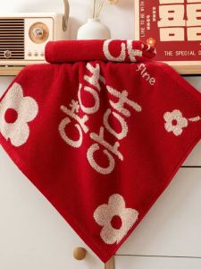 Pure Cotton Wedding Hand Towels Red Double Happiness Character Bridal Gift Home Fabric Fresh Style Absorbent Square Towels