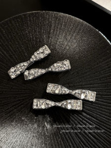 Silver Rhinestone Zircon Butterfly Knot Side Hair Clip Womens New 2025 High End Fringe Hair Clip Fashionable Hair Accessories