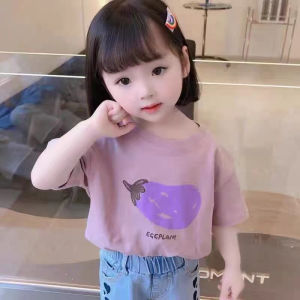 Áo Thun Cotton Tay Ngắn Mùa Hè Cho Bé Gái Phong Cách Mới Thường Ngày Thời Trang Hoạt Hình Cổ Tròn Trẻ Em
