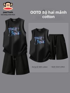 Paul Frank | Bộ Áo Thun Không T Tay và Quần Shorts Phong Cách Mỹ 100% Cotton cho Nam