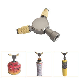 Outdoor Gas Tank Splitter Two Outputs Camping Stove Adapters 2 Way Gas Adapter Tee Connector For Outdoor Hiking Cooking Tools