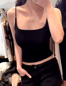 【SG stock】 U back padded crop camisole/ slim strips/wireless bra/tube top/slim straps/crop top/singlet/bra top B84