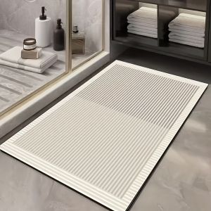 VIKAMA Geometric Line Wind Bathroom Diatom Mud Carpet Quick suction Anti slip Washable Shower Room Entrance Floor Mat