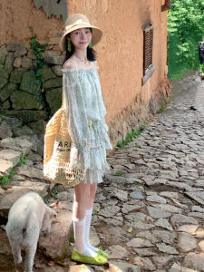 Karrar betsey | Đầm Mini Chiffon Hoa Xanh Dáng Một Vai Nhẹ Nhàng Mùa Hè