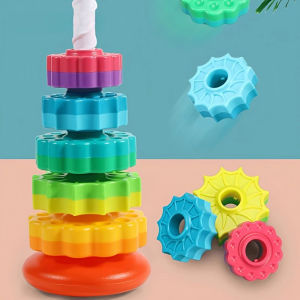 Montessori Rotating Rainbow Tower Baby Stacking Puzzle Toys Safety and Environmental Protection Colored Childrens Toys