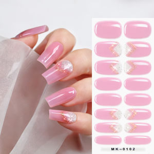 16Tips Lavender Purple Butterfly Nail Gel Stickers Baking-Free Self-Adhesive Nails Wraps Long-Lasting Full Cover Manicure Strips
