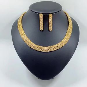 2 Bộ Trang Sức Cô Dâu Lãng Mạn - Bộ Bông Tai Vòng Cổ Nhiều Lớp Nữ Tiệc Cưới Phụ Kiện Ngọc Trai Thời Trang