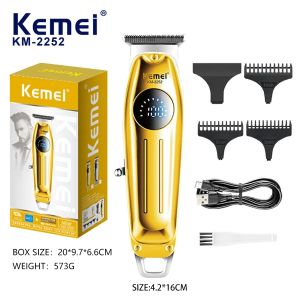 Kemei KM-2252 tóc Clipper cho nam giới ban đầu có thể sạc lại chuyên nghiệp tông đơ cắt tóc điện cắt tóc dao cạo Màn hình LCD