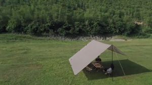 JinSports ฟลายชีท 3x3 3x4 3x6 ฟรายชีท ผ้าใบ อุปกรณ์ครบชุด เต้นท์แคมปิ้ง ผ้าคลุมเต้นท์ สำหรับกันฝน กันแดด พร้อมเสา2ต้น แถมฟรี