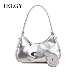 Ielgy Túi nách Bạc thích hợp kiểu Pháp Túi đeo vai đơn giản túi vuông nhỏ xách tay thời trang dễ phối