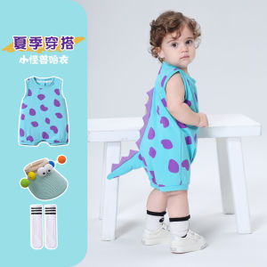 Baby Dinosaur Cartoon Clothes Pure Cotton Summer Thin Sleeveless Romper Suit for Newborn Babies Cute Baby Overalls Summer Thin