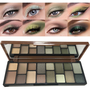 16 Color Green Pearl Eyeshadow Makeup Palette Waterproof Lasting Diamond Shimmer Eyeshadow Sparkling Crystal Eye Makeup Cosmetic