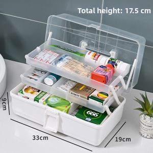 Large Capacity Multi-layered Home-use Medicine Box With Handle