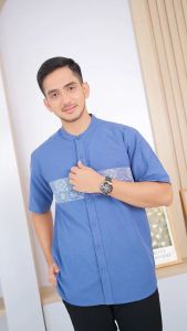 SHABIYAN Baju Koko Lengan Pendek Katun Bordir Motif Batik | 555