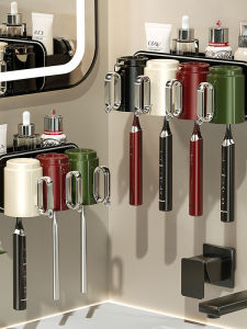 Giá Để Chổi Đánh Răng Gắn Tường Bằng Da Trơn Không Cần Đục Lỗ Giá Để Đồ Dùng Vệ Sinh Răng Miệng Cho Gia Đình Bốn Người