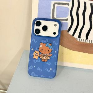 Sanrio | Korean New Cute Cartoon Sanrio Black Skinned HelloKitty Phone Case For iPhone 17 16 15 Pro Max For Magnetic Bracket Cover Cases