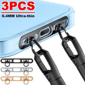 3/2/1PCS Luxury Stainless Steel Cellphone Lanyard Patch Gasket Upgrated Metal 0.4mm Thin Phone Tether Tab Safety Connecter Piece