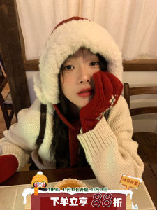 Thickened Fleece Winter Ear-Protector Hat Womens Autumn Winter Warm Atmosphere Feeling Scroll Edge Velvet Cap Casual Style