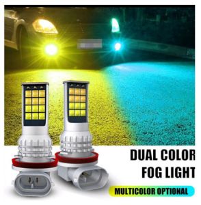 2PCS LAMPU KABUT FOG LAMP LED 24SMD 2 WARNA 12V-24V H11/H16 HB3/HB4 PUTIH KUNING MOBIL BUS TRUK