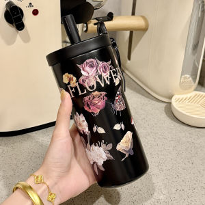Ladies Portable Straw Thermos 316 Stainless Steel Water Bottle High Aesthetic Value 2025 New Model Outdoors Handy Vintage