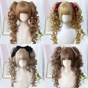 Lolita Style Double Tail Princess Fake Hair Full Head Cover Roman Curl Doll Sensation Early Girl Series School Uniform Compatible