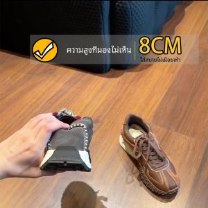 ขนาดเล็กเพิ่มความสูง ผู้หญิง รองเท้า Deqin 2024 ฤดูใบไม้ร่วง ฤดูหนาว บล็อกสีย้อนยุคสไตล์ใหม่ ลำลอง รองเท้ากีฬาแฟชั่นสบาย