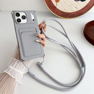 szhaiyu | Soft Silicone Wallet Crossbody Phone Case for IPhone 17 Air 16E 16 15 14 13 12 11 Pro Max with Strap Necklace Card Holder Cover