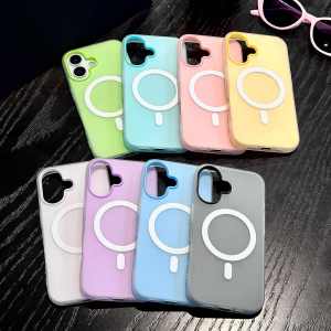 เคสโทรศัพท์แบบแข็งสีพื้นด้านหรูหรา 2-in-1 สำหรับ iPhone 16promax แม่เหล็กดูดกันกระแทก เคสซิลิโคน 15 14 13 12