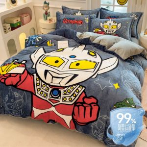Bộ Đồ Giường SpongeBob Mùa Thu Đông Coral Flannel 3-4 Món Cho Bé Gái Bộ Đồ Giường Trẻ Em 3 Món Chất Liệu Vải Nhung