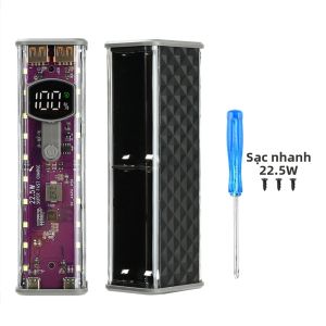 Gaqqee | Vỏ Pin Mecha 225W Trong Suốt 8x18650 Vỏ Sạc Dự Phòng Không Cần Hàn Cổng Type-C Kép Hỗ Trợ Chế Độ Dòng Điện Thấp Cho Điện Thoại Di Động
