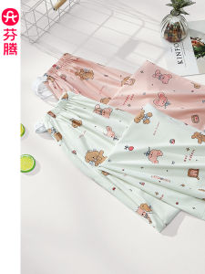 FenTeng Pure Cotton Maternity Sleep Pants Spring Autumn Loose Postpartum Adjustable Long Pants Women Comfortable Home Pants