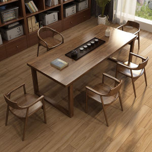 New Chinese Style Solid Wood Tea Table And Chair Set for Home Office Simple South American Walnut Rectangle Tea Desk