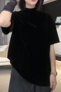 Fashionable Loose Short Sleeve T-Shirt Women plus Size Summer New Style Casual Comfortable Slimming Top round Neck Cotton Blend