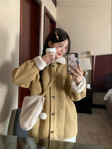 imimtuan | Áo Khoác Da Nhung Vintage Đa Dụng & Elegance Mùa Đông