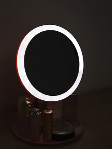 กระจกเครื่องสำอาง กระจกแต่งหน้าไฟเติม LED สามสีปรับได้