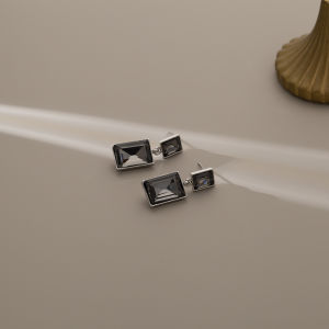 Elegant Crystal Long Square Mosquito Coil Tray Ear Studs without Piercing Korean Style Water Diamond Fashion Jewelry Accessories