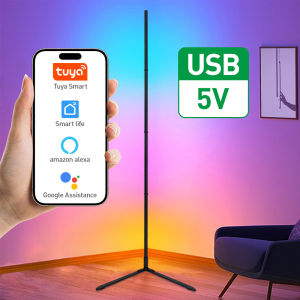 LED USB RGBIC Smart Floor Lamp Tuya App & Remote Control Adjustable Colors & Effects Atmospheric Standing Light for Home