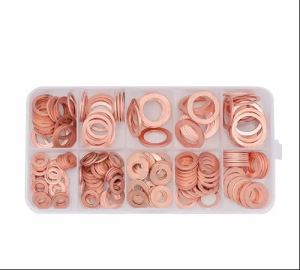 Copper Washer Gasket Assortment Kit Flat Ring Seal M8 M10 M12 M14 Sealing Rings with Box for Auto Sump Plug Hardware Repair