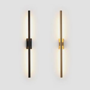 Modern wall lamp simple linear tube LED background opposite wall light LED bedside foyer corridor black gold sconces Indoor Lighting Room Decor