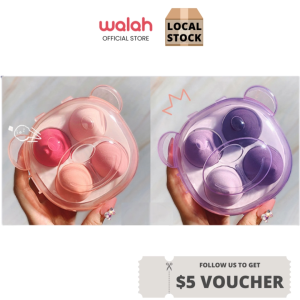 4Pcs Beauty Egg Set with Bear Shape Box Dustproof Hydrophilic Cosmetic Powder Puff for Wet & Dry Use