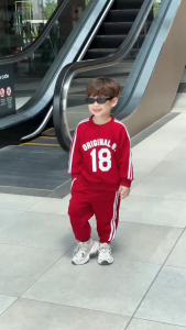 Set bộ nỉ dài tay thể thao họa tiết hình in Original kèm quần dài bé trai 9 tới 28kg BERNIE T0625B35