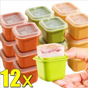 YESPERY แม่พิมพ์น้ำแข็งก้อนใช้ซ้ำได้12ชิ้นแม่พิมพ์น้ำแข็งก้อนก้อนน้ำแข็งสี่เหลี่ยมพร้อมฝาปิดสำหรับงานประดิษฐ์ทำมือแม่พิมพ์วิสกี้ค็อกเทลแกดเจ็ตสำหรับครัวในครัวเรือน