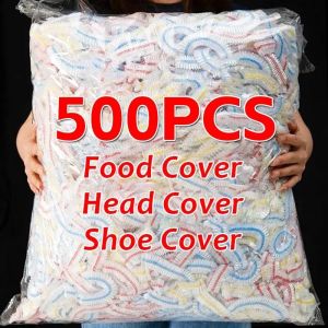 500Pcs Disposable Bowl Cover / Plastic Wrap Bag / Food Grade Fresh Bags for Leftovers Fruits / Kitchen Refrigerator Food Cover