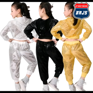 BAJS Setelan Anak Payet Sequin Mewah dan Unik Usia 9-10 Tahun - Untuk Anak yang Ingin Tampil Beda