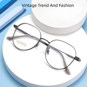 FIRADA K5083T แฟชั่นแว่นตาหรูหราวินเทจสบายกลมแว่นตาไททาเนียมตามใบสั่งกรอบแก้วสำหรับผู้ชายและผู้หญิง