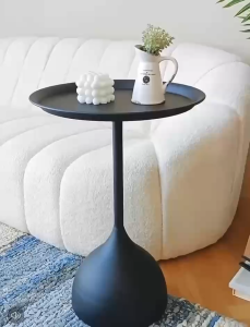 โต๊ะข้างโซฟาสีดำ โต๊ะมินิมอลหรูหรา ขนาดเล็ก ทรงกลม สไตล์ทันสมัย