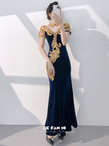 Elegant and Chinese-style Qipao Evening Dress Fish Tail Gown
