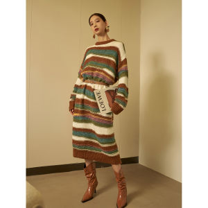 Vintage Striped Loose Knit Dress