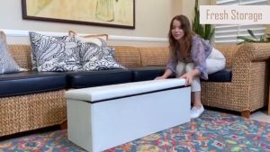 [LOCAL SHIP]PACKONE Storage Stool PU Stool Chair Leather 110L Box Storage Bench Folding Sofa Foldable Footrest Chair